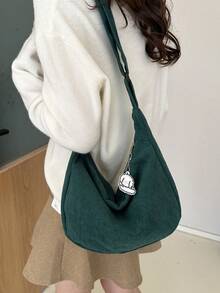 2026 New Korean Ins Style Girls Cute Cloud Corduroy Shoulder Bag, Minimalist Crossbody Bag - Army Green - View 5