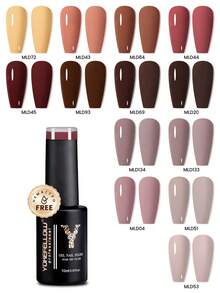 YOKEFELLOW 凝胶指甲油，10毫升，粉色、棕色、珊瑚色、橙色、焦糖色，卡纳莱色系，可卸除，UV/LED灯，适用于美甲沙龙和DIY美甲。 - 彩色 - 查看 1