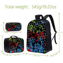 3PCS Boys Backpack Kid 16.5-Inch School Bookbag With Handbag And Pencil Case For Primary Elementary High School University - Game Color - View 2
