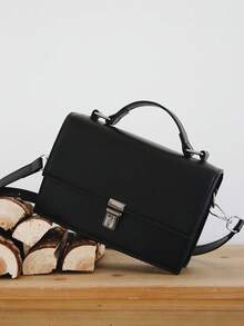 peach tree 1pc Unisex Square Crossbody Bag, Shoulder Bag, Small Square Bag, Flip-Cover Waterproof PU Business Wallet, Suitable For Business Travel, Storing Toiletries, Tools, Large Capacity, Convenient Storage, Portable, Black Handbag, Briefcase, Office Supplies, Retro Gift, Gift For Men, Husband, Father, Valentine's Day Gift Valentine'S Day Phone Bag - Multicolor - View 9