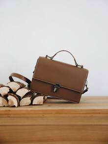 peach tree 1pc Unisex Square Crossbody Bag, Shoulder Bag, Small Square Bag, Flip-Cover Waterproof PU Business Wallet, Suitable For Business Travel, Storing Toiletries, Tools, Large Capacity, Convenient Storage, Portable, Black Handbag, Briefcase, Office Supplies, Retro Gift, Gift For Men, Husband, Father, Valentine's Day Gift Valentine'S Day Phone Bag - Multicolor - View 13