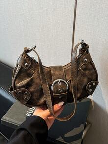 Fashionable Pleated Solid Color Women Shoulder Bag - Coffee - View 6