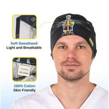 Gorra de trabajo negra, cmoda y transpirable para hombres y mujeres, larga estetica para la cabeza - Tallanica Da Vinci - Ver 3