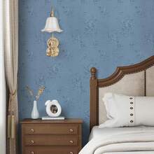 Blue Peel And Stick Wallpaper Floral Textured Wallpaper 17.7inch X 196.8inch Floral Embossed Contact Paper Grey Blue Se- Adhesive Decorative Wall Paper Removable Cabinets Shel F Liner Vinyl - 藍色的 - 查看 5