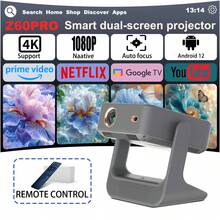 这款搭载安卓12系统的办公/视频投影仪配备8英寸触摸屏、Cloudai扬声器、WiFi 6、180°旋转、自动对焦和避障功能，亮度高达400流明，适用于家庭影院和游戏，外观时尚现代，并配备高品质镜头。 - 灰色 - 查看 1