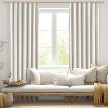 Natural Linen Blend Pinch Pleated Blackout Curtains For Bedroom - 2 Panels 100 Black Out Curtains 108 Inch Long For Living Room Darkening Thermal Window Curtain Drapes With 16pc Hooks - 自然的 - 查看 7