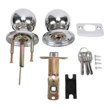 4 piezas perilla de puerta con llave para puerta de recámara con llaves, perilla de puerta de acero inoxidable con cerradura y llave, manija de puerta de bola con llave con cerradura y llave - Plateado - Ver 4