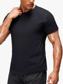 1pc Men's Sweat Enhancing Short Sleeve Shirt, High Elasticity Non-Restrictive Silver Film Sweat Inducing Activewear, Gym Workout Sweat Booster Top, Sweat Profusely Without Constraint, Highly Elastic Men's Sweat Suit, Silver Film Lining For Rapid Sweating, Workout Fitness Body Shaper, Gym Sweat Enhancing Gear, High Stretch Unrestricted Sweat Suit, Sweat Profusely With One Wear, Doubles Sweat Efficiency - Blue - View 4