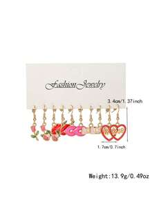 5对情人节耳环套装，优雅时尚的合金材质，嘴唇、玫瑰、心形、LOVE设计耳环，适合女性日常、婚礼、派对、情人节、海滩度假等场合佩戴，是送给女朋友的绝佳礼物。