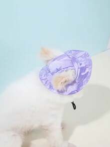 1pc Cute Pet Sun Hat Suitable For Cats And Small Dogs, Summer Kitten Sun Protection Hat With Ear Holes, Adjustable Chin Strap, Suitable For British Shorthair Silver Tabby, Outdoor Baseball Cap Suitable For Puppies And Kittens, Breathable Cool Hat To Relieve Heat, Cute Cat Headwear Photography Prop, Pet Owner Gift - Purple - View 6