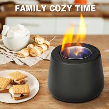 1pc Portable Tabletop Fireplace, Compact Round Design, Suitable For Outdoor Picnic, BBQ, Camping, Home Decor Fireplace, Smokeless Heating Fire Pit, Structure - Black - View 1