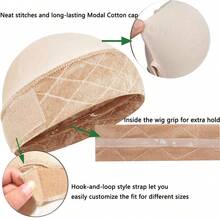 Wide Wig Grip Cap For Women, 2-In-1 Breathable Wig Caps With Velvet Wig Grip Band For Lace Front Wigs, Brown, 1 Piece - Multicolor - View 5