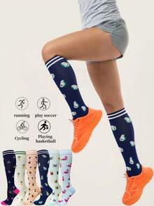 1/3/6 Pairs Unisex Compression Sports Socks - Lightweight Breathable Over-The-Knee Design, Suitable For Running, Cycling, Hiking, Football And Travel - Low Pressure Support