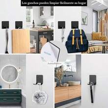 GeorgeX 15 Piezas Juego de Accesorios de Bao Ganchos, Toallero Bao 40cm+Portarrollos para Papel+Estante de Afeitado+Jabonera+Gancho Adhesivo+Ganchos para Toallas de Bao (Plata) - plata - Ver 7