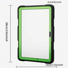 儿童平板电脑保护套，适用于 Tab A9+ Plus 11 英寸 2023 (X210/X216/X218)，带旋转支架和手带，黑色；平板电脑保护套兼容 iPad (A16) 第 11 代 11 英寸 2025 / iPad 第 10 代 10.9 英寸 2022，带 Apple Pencil 插槽，混合保护套；兼容 iPad 第 9/8/7 代和 iPad 10.2 英寸 2019-2021 - 黑绿色 - 黑+綠 - 查看 3