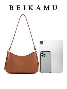 1 chiếc túi đeo vai nữ tối giản màu trơn, dây đeo điều chỉnh được, kiểu dáng hình lưỡi liềm, thích hợp cho sinh viên, đi làm, mua sắm, dạo phố, sử dụng hàng ngày. - màu nâu - Xem 2