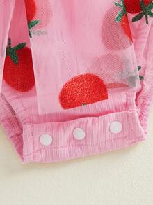 Baby Girl 1st Birthday Clothes One Year Old Tulle Romper Flying Sleeve Bodysuit Cake Smash Outfits - Màu Hồng  Dưa hấu - Xem 8