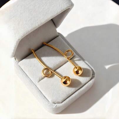 1 件时尚简约优雅不锈钢耳环，不褪色，适合女性日常佩戴