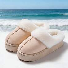 1双男女通用毛绒拖鞋，2026新款加厚鞋底防滑保暖舒适室内闭趾保暖拖鞋 - 彩色 - 查看 8