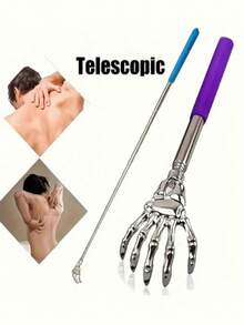 Telescopic Back Massager With A Stainless Steel Portable Extendable Rubber Handle, Thanksgiving, Birthday, And Christmas Gift
