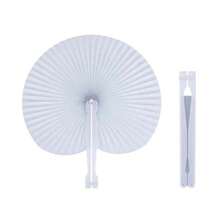 1/10/30/50/80/100pcs White Wedding Ceremony Folding Paper Fans, Round Shaped Paper Folding Fans - White - View 4