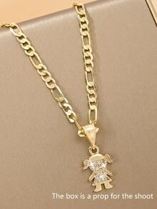 1pc European & American Style New Zirconia Embedded Hypoallergenic Fashion Faith Small Angel & Saint Pendant Necklace, Suitable For Christmas/Thanksgiving/Halloween/Mother's Day/Valentine's Day Couples/Friends/Godparents Gift, Catholic First Communion, Everyday & Holiday Wear, Prayer - Yellow Gold - View 8