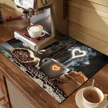 1pc Coffee Stain Hiding Mat - Suitable For Kitchen Countertops, Coffee Bars, Coffee Makers, Coffee Pots, Espresso Machines, Also Can Be Used As Dish Drying Mat. Coffee Pattern Dish Drying Mat, Super Absorbent Draining Mat. Placemat, Kitchen Accessory. - 3 - View 11