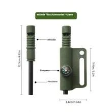 3-In-1 Multifunctional Magnesium Flint Fire Starter Rod With Compass & Whistle, Outdoor Survival Tool Kit, Suitable For Camping, Hiking, Adventure Enthusiasts - Multicolor - View 3