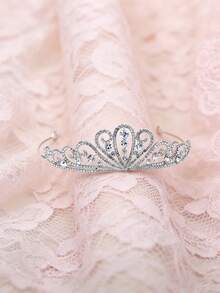 2pcs Baroque Bridal Hair Accessories, Wedding Dress Headpiece, Alloy Adult Party Fully Rhinestone Crown, Luxury Crystal Tiara - Multicolor - View 6