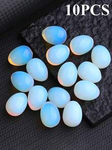 5/10/15/25颗抛光蛋白石蛋形浮雕，清新简约设计，可用作桌面花盆装饰、节日/生日装饰或珠宝制作配件 - 蛋白石 - 查看 11