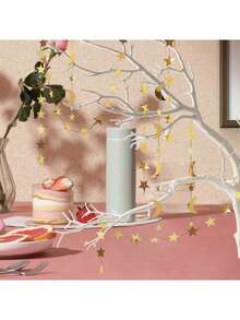 伊斯兰斋月和开斋节家居装饰 - 纸质花环，带图案，穆斯林宗教派对悬挂装饰，新月星花环，斋月礼物和伊斯兰节日装饰 - 金色 - 查看 3