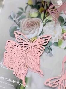 20pcs Pink Hollow Butterfly Wall Decor For Indoor