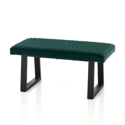 Velvet Dining Bench 2-Seater With Metal Frame Padded Kitchen Ottoman Stool For Dining Room Bedroom Living Room, End Bed Bench, Window Seat Bench, Shoe Bench