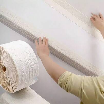 1 rulle tjocka självhäftande skumkantlister, vattentäta, ljudisolerade, för vägg, golvlister, korridorer, takdekorationer, kollisionsskyddande