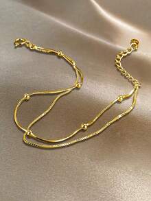 1pc S925 Sterling Silver Minimalist Small Bead Double Layer Bracelet, Versatile Daily Wear Jewelry, Elegant Gift For Women