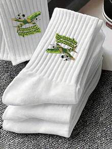 10 Pairs Upgraded Classic Mountain & Sea Pattern Solid Color Socks, Comfortable & Soft, Suitable For All Seasons, Ideal For Fitness And Running - Moisture-Wicking Breathable Fabric - Seamless Toe Design - Non-Slip Design - Suitable For Basketball, Hiking And Daily Wear - White - View 3