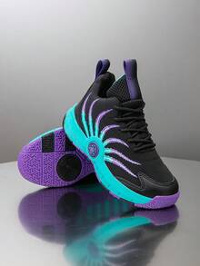 1 Pair Kids' Basketball Shoes, Youth Outdoor Sports Shoes Anti-Slip New Fashion Colorblock Breathable Casual Boys Shoes