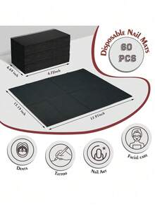 200/125/100/50/20/10pcs Disposable Waterproof 3-Ply Nail Salon Table Mat, 13" X 17", Tattoo Desk Cover, Nail Art Supplies (Black) - Black - View 3