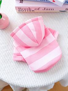 PETCIRCLE 1件情人节宠物服装，适合小型犬、幼犬、马尔济斯犬、吉娃娃等犬猫穿着，可爱粉色条纹连帽衫 - 彩色 - 查看 10