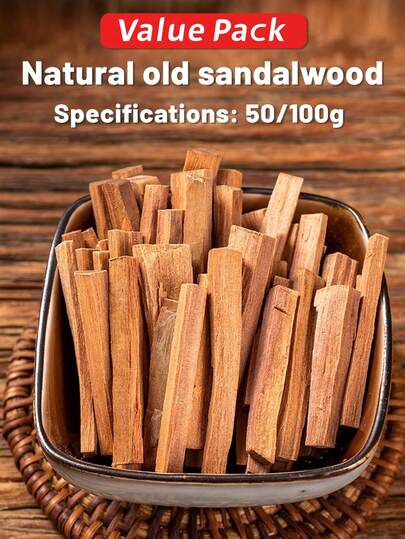 50克/100克，天然老檀香，天然油脂含量高，香味持久，具有芳香疗法功效，清新空气，舒缓身心，促进睡眠，适合室内香氛，可用于祈祷、瑜伽、冥想、卧室、书房，也是馈赠亲友的佳品。