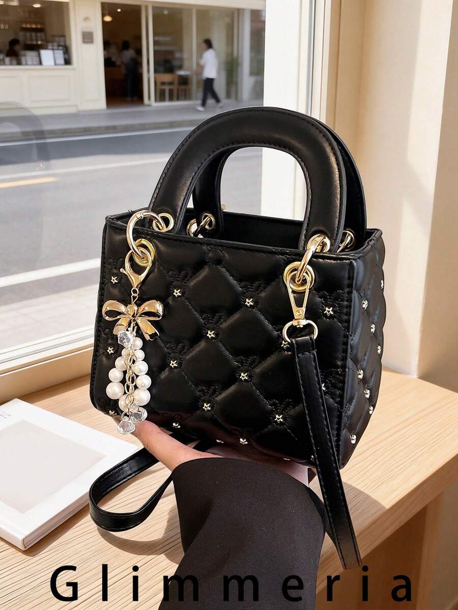 Fashionable High-End Princess Diana Style Shoulder Bag, New Niche Commuter Crossbody Bag, Rhombus Handbag, Autumn/Winter - Black - View 1