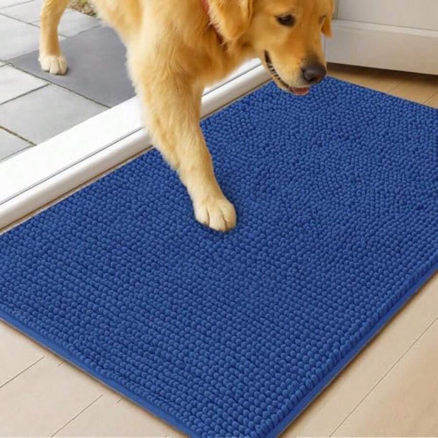 MUDGUARD MAT™ Dog Door Mat For Muddy Paws Er Absorbent Microfiber Non-Slip Indoor Mat Quick-Dry Chenille Rug For Pets And Entryway Hine Washable Navy Blue 16" X 24" - Xanh hải quân - Xem 1
