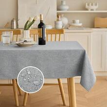 Faux Linen Soft Rectangle Tablecloth For Kitchen Dining Room,Outdoor Coffee Wrinkle-Free Washable Table Cloth Covers For Wedding, Picnics, Party(Oblong, 60 X 84 Inch (6-8 Seats), Cool Grey),CoolGrey84inchx60inchRectangular - Abu-abu Muda 84 inci x 60 inci Persegi Panjang - View 1