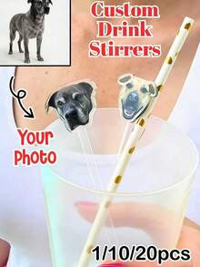 1/10/20pcs,Wedding Pet Stir Sticks, 50 Pcs Double-Sided Dog Stir Stick, Watercolor Acrylic Cocktail Stirrers, Wedding Swizzle, Wedding Drink Stirrers,Custom Pet Face Heads Head On A Stick Whatever You Call Them, Make A Great Gift Comes With Stick Cats, Dogs, Wedding, Micro Wedding,Valentine's Day Gift,Thanksgiving Gift, New Year Gift, Party Decor, For Mother's Day,For Birthdays,For Father's Day,For Graduation,For Housewarming. - Multicolor - View 2