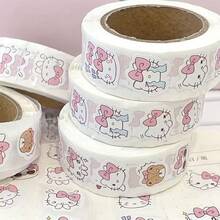 SANRIO 500 miếng/cuộn sticker hình mèo hồng - Gói số lượng lớn, dễ thương để trang trí và dán sổ lưu niệm DIY. - Nhiều màu - Xem 4