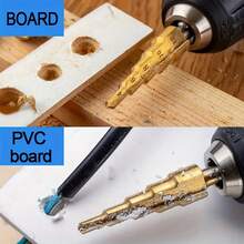 3 Stücke/6 Stücke Stufenbohrersatz, Titan beschichteter Gusseisen Bohrer 4-20 4-12 3-12mm 3 6 8mm, geeignet für Holzbearbeitung und Metallkernbohrungen - Verschiedenfarbig - Übersicht 4