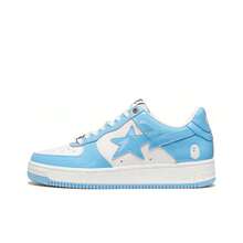A BATHING APE Bape Lace-Up Metal Eyelet Casual Sneakers, Suitable For Home Wear, All Seasons - White and Blue - View 14