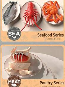 Disassemble & Assemble Lobster/King Crab/Turkey/Fish Model Toys, Helps Kids Identify Food Structure, Crab Legs Make Crisp Sounds For Stress Relief, Suitable For Teens And Children, Simulated Kitchen Toy Set, Educational Food Identification Toy, Can Be Used As Decor For Boys And Girls - Burgundy - View 3