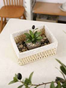 三件套（小号+中号+大号），包含一个波西米亚风编织桌面收纳篮，蕾丝花边设计，可收纳化妆品、洗漱用品、钥匙、零食等，适用于客厅、门厅、家居等场所，编织盒，装饰收纳篮，节日装饰礼品收纳篮，可重复使用，也适用于文具、衣柜、玩具、化妆品收纳，桌面整理篮，理想的礼品篮。 - 米色 - 查看 5