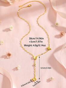 1 pezzo Collana lunga con ciondolo a farfalla in acciaio inossidabile placcato oro opaco, delicata collana choker, adatta per strada, feste, appuntamenti, compleanni, vacanze e uso quotidiano - Oro giallo - Visualizzare 6